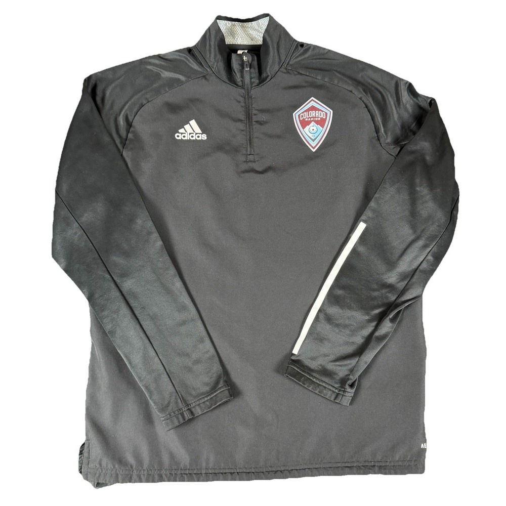 Adidas Colorado Rapids Pullover L Black 1/4 Zip MLS Soccer Training Top